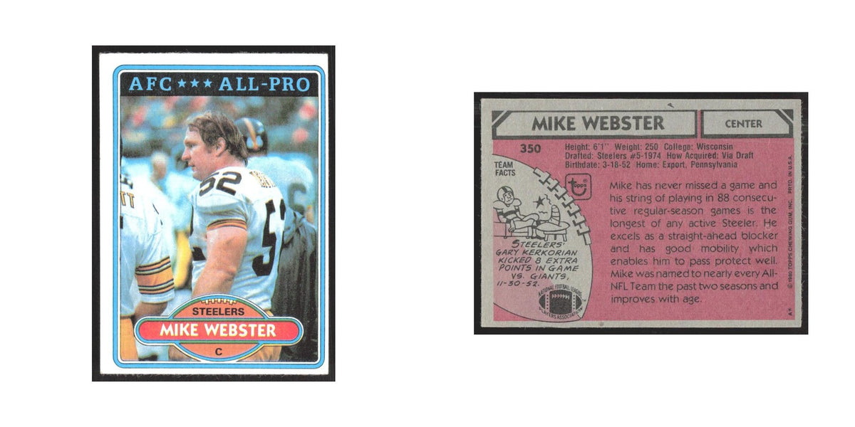 1980 Topps Mike Webster Steelers #350