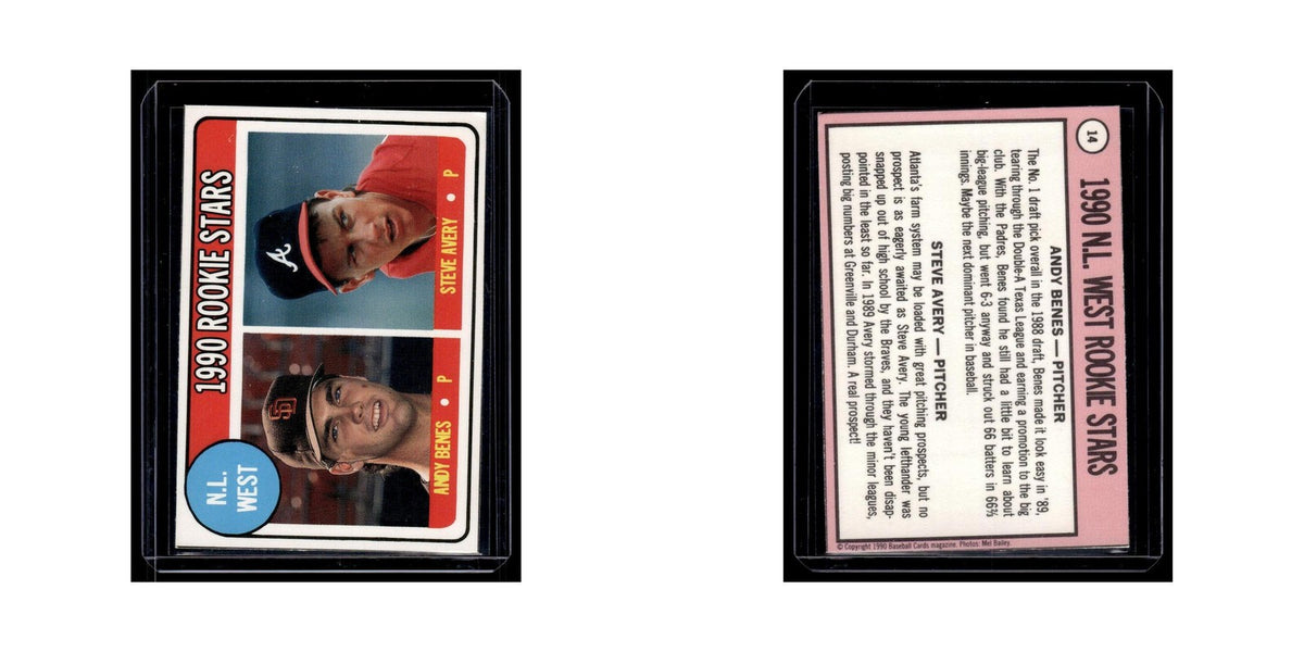 Andy Benes Steve Avery 1990 Baseball Cards Magazine #14 NM