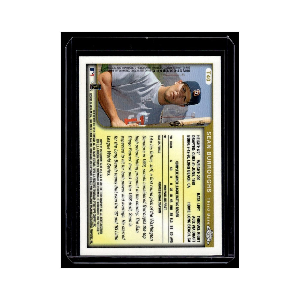 Sean Burroughs 2001 Topps Chrome #T40 San Diego Padres Baseball Card NM
