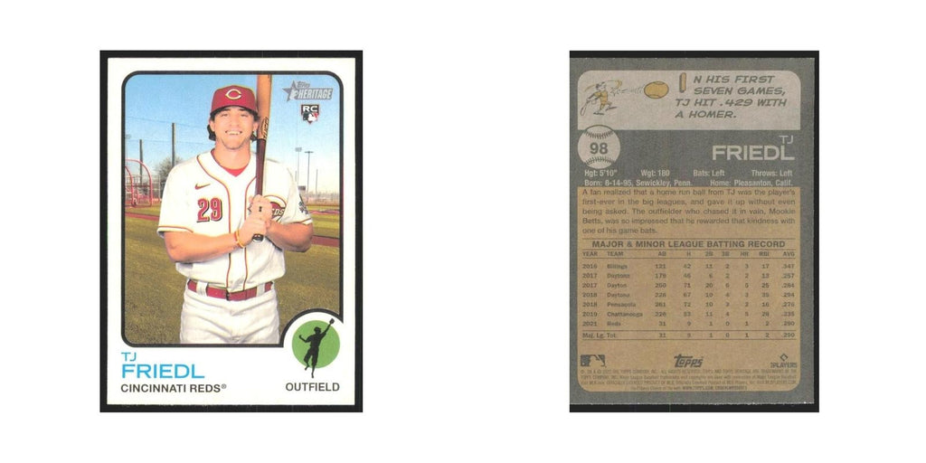 2022 Topps Heritage TJ Friedl RC Reds #98