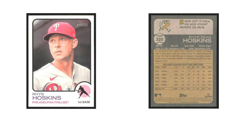 2022 Topps Heritage Rhys Hoskins Phillies #326