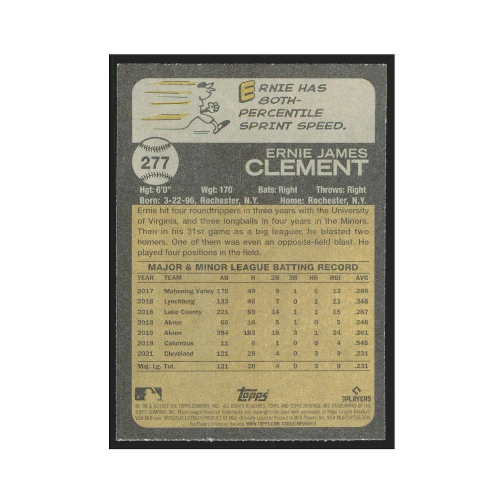 2022 Topps Heritage Ernie Clement RC Guardians #277