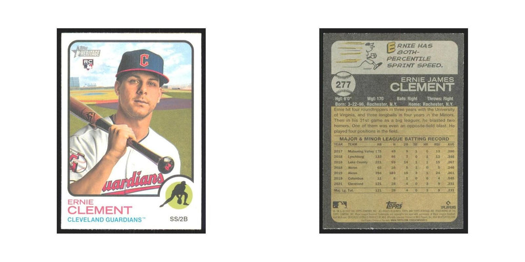 2022 Topps Heritage Ernie Clement RC Guardians #277