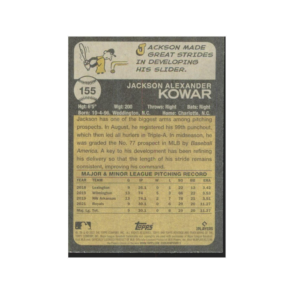 2022 Topps Heritage Jackson Kowar RC Royals #155