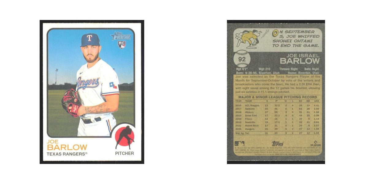 2022 Topps Heritage Joe Barlow RC Rangers #92