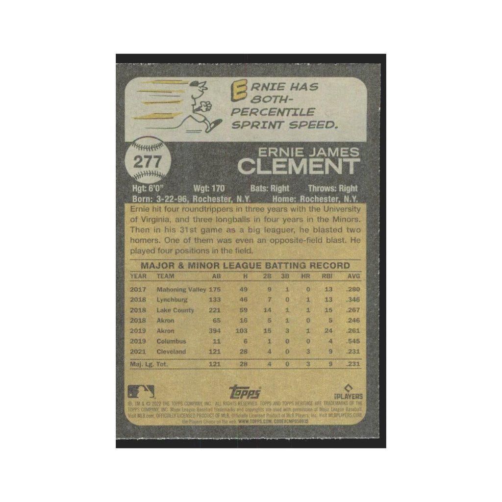 2022 Topps Heritage Ernie Clement RC Guardians #277