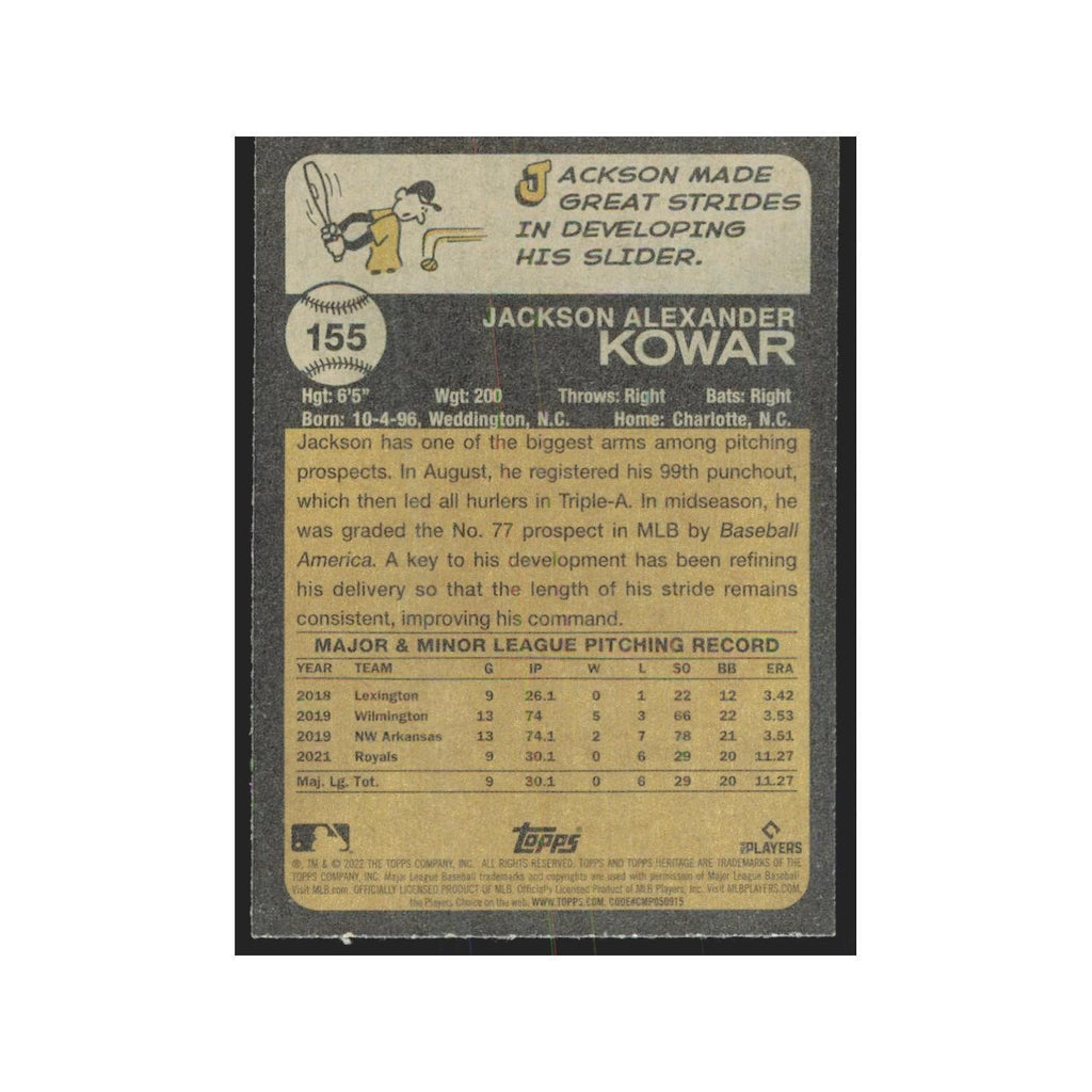 2022 Topps Heritage Jackson Kowar RC Royals #155