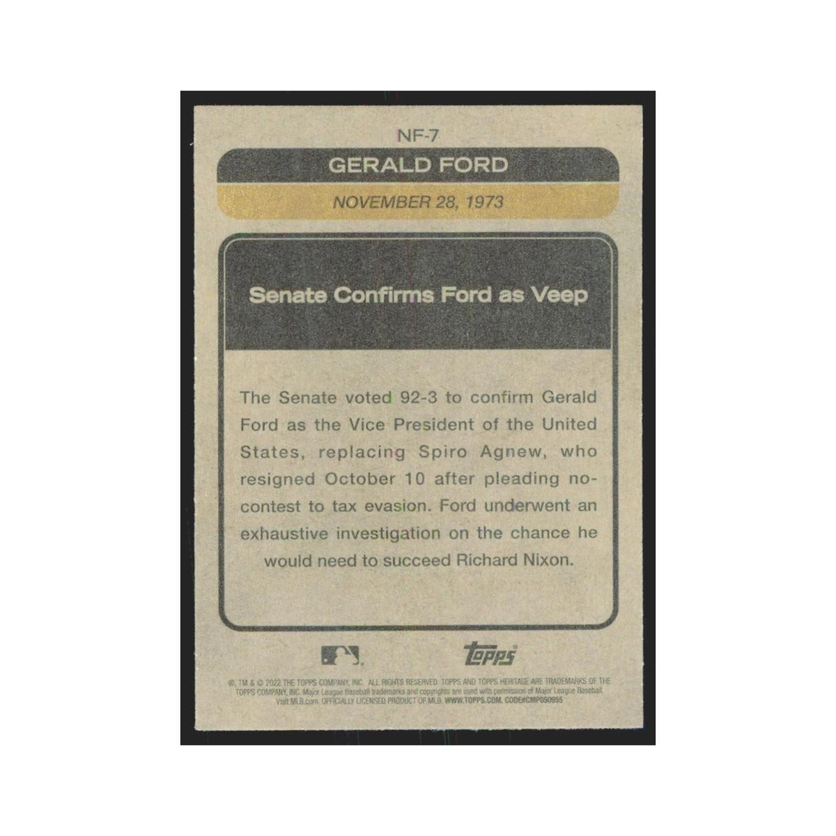2022 Topps Heritage US Senate Votes to Confirm Gerald Ford as Vice President