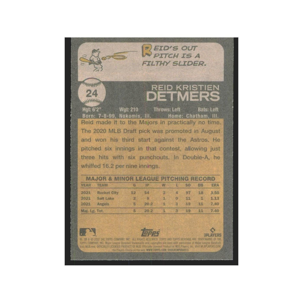 2022 Topps Heritage Reid Detmers RC Angels #24