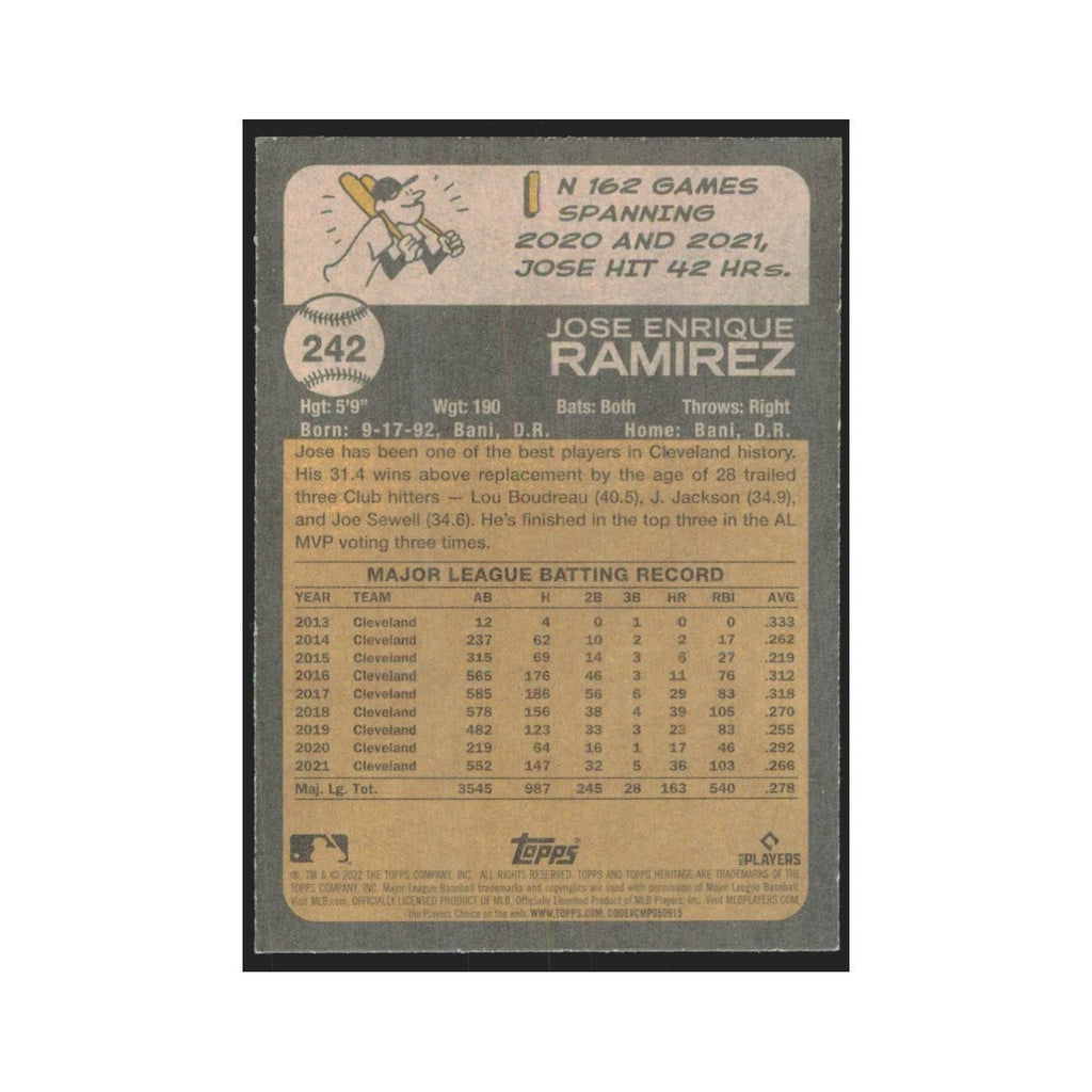 2022 Topps Heritage Jose Ramirez Guardians #242