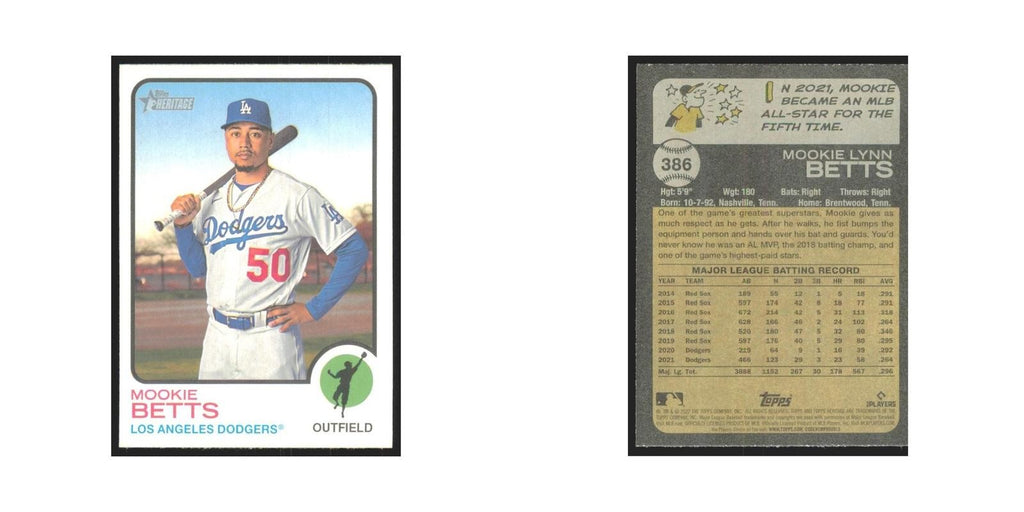 2022 Topps Heritage Mookie Betts Dodgers #386