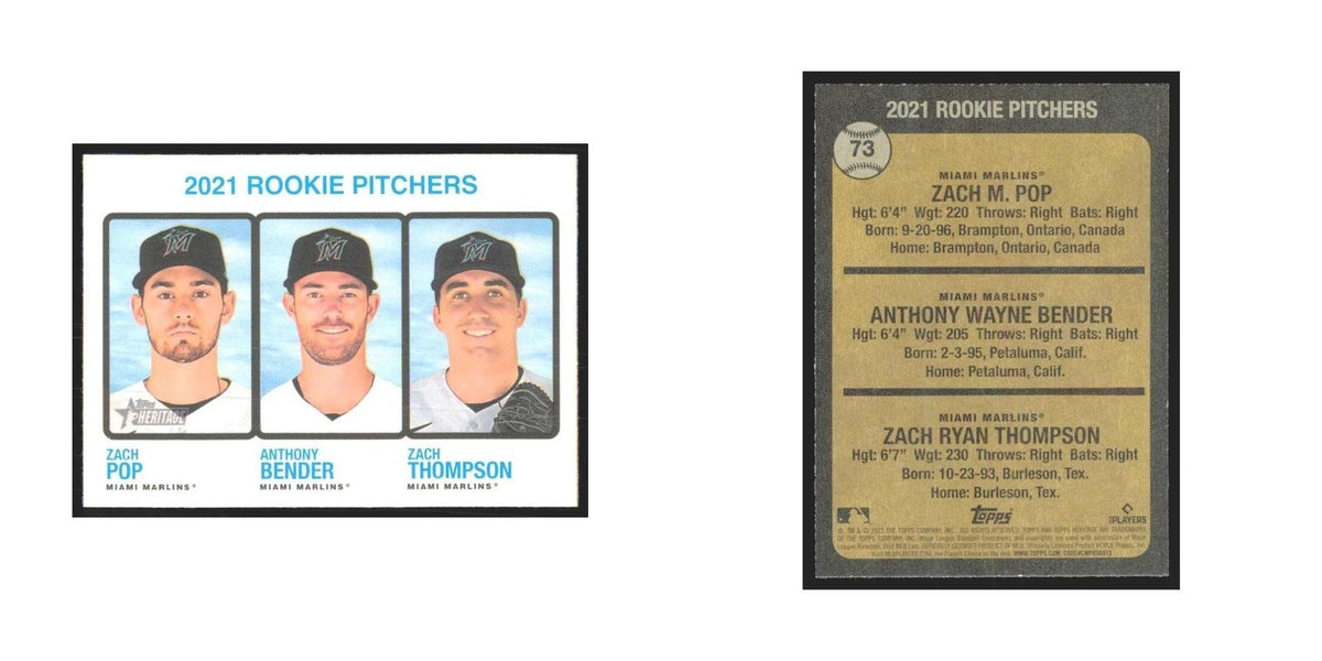 2022 Topps Heritage Zach Pop/Zach Thompson/Anthony Bender RC Marlins #73