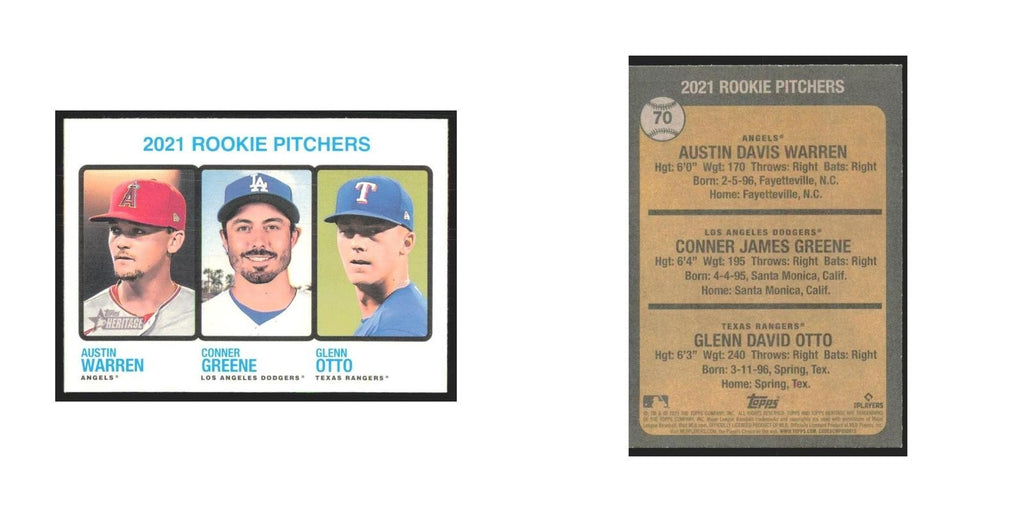 2022 Austin Warren/Conner Greene/Glenn Otto RC Los Angeles Angels/Los Angeles Do