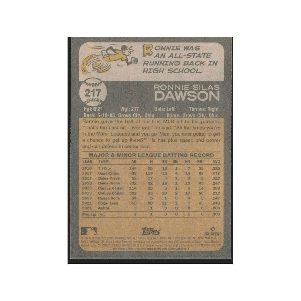 2022 Topps Heritage Ronnie Dawson RC Reds #217