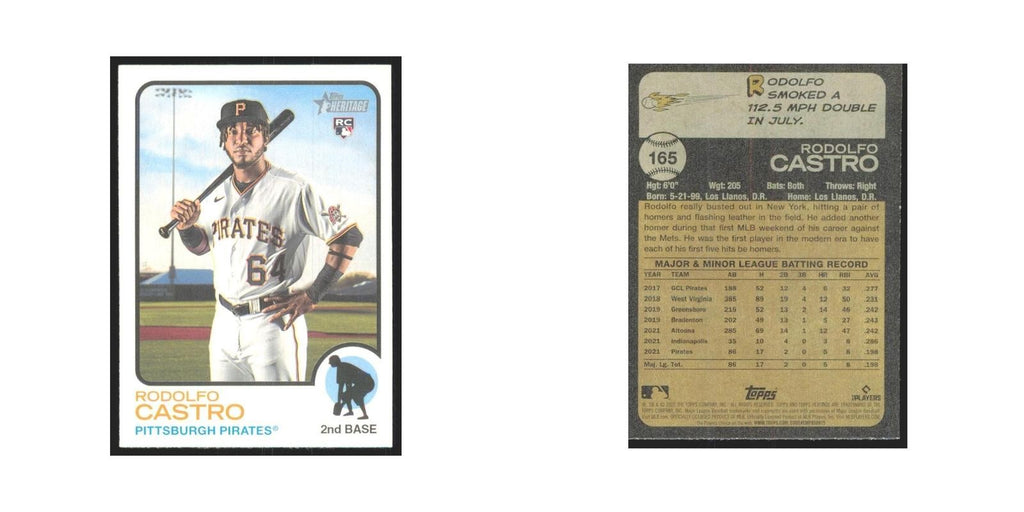 2022 Topps Heritage Rodolfo Castro RC Pirates #165