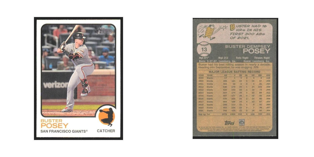 2022 Topps Heritage Buster Posey Giants #13