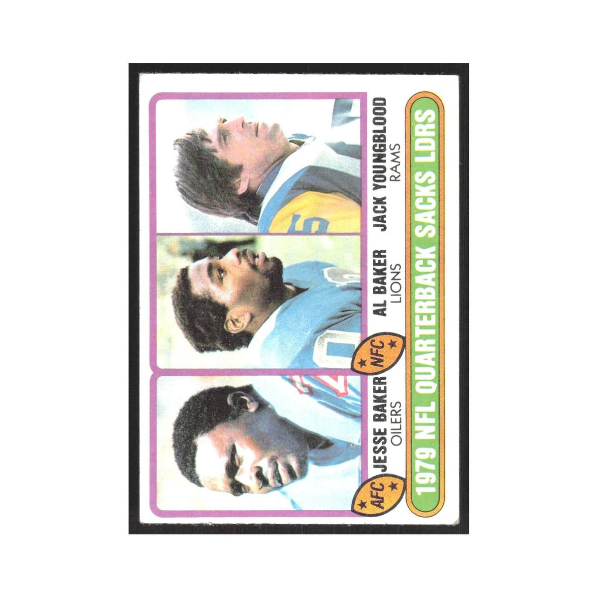 1980 1979 Sacks Leaders - Jesse Baker/Al Baker/Jack Youngblood Houston Oilers/De