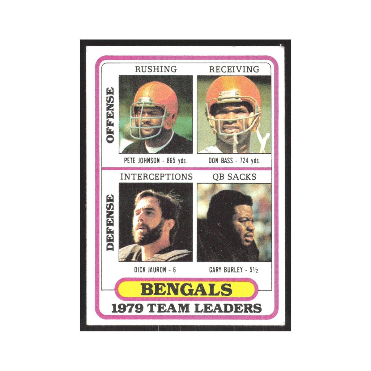 1980 Topps Pete Johnson/Don Bass/Dick Jauron/Gary Burley Bengals #338