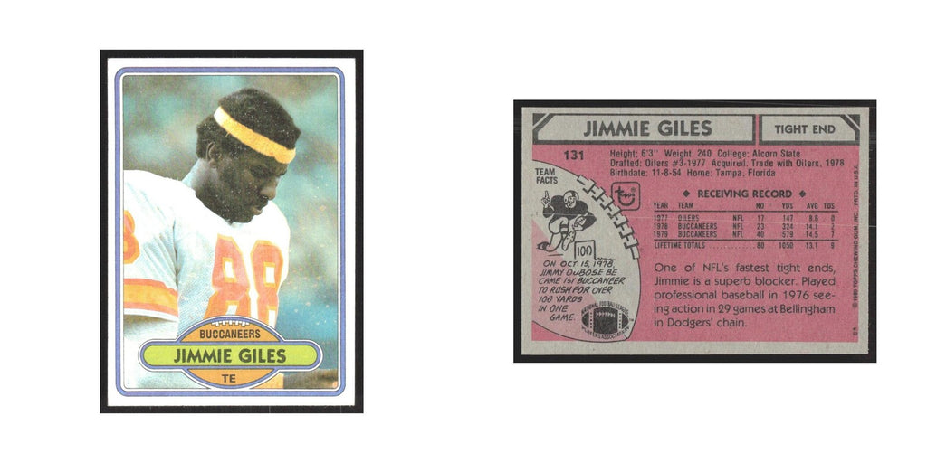 1980 Topps Jimmie Giles Buccaneers #131