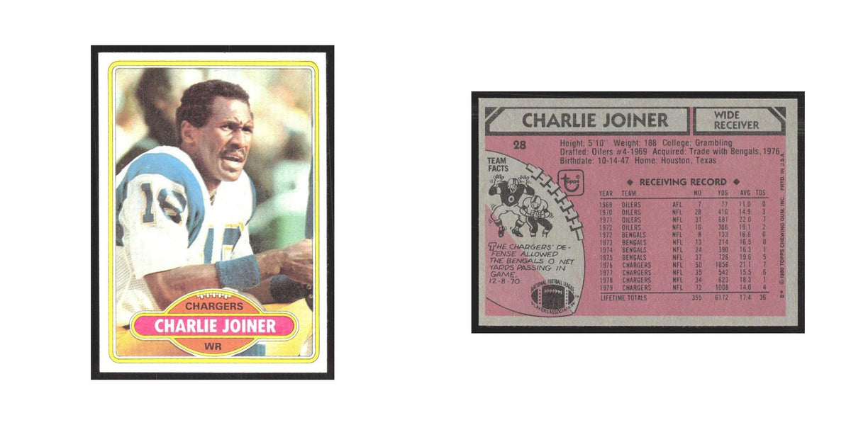 1980 Topps Charlie Joiner San Diego Chargers #28