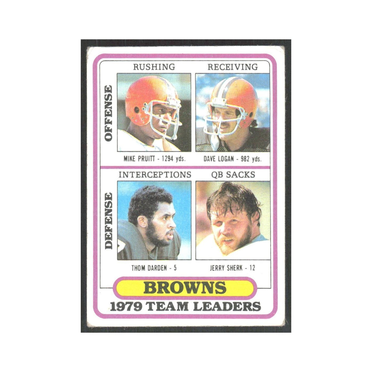 1980 Topps Mike Pruitt/Dave Logan/Thom Darden/Jerry Sherk Browns #376