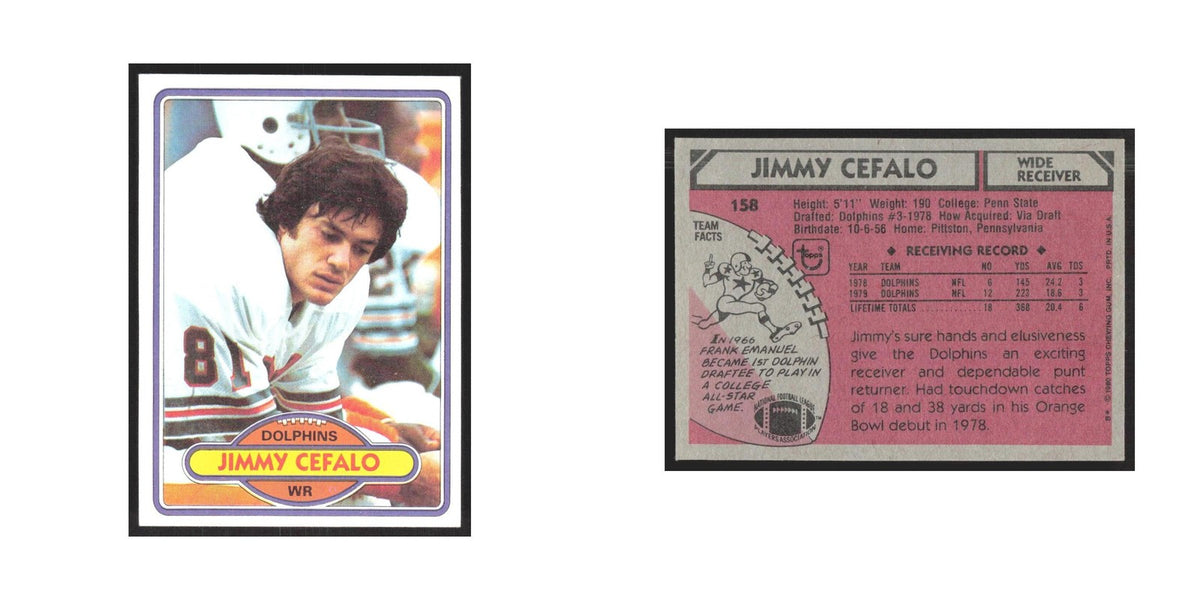 1980 Topps Jimmy Cefalo Dolphins #158