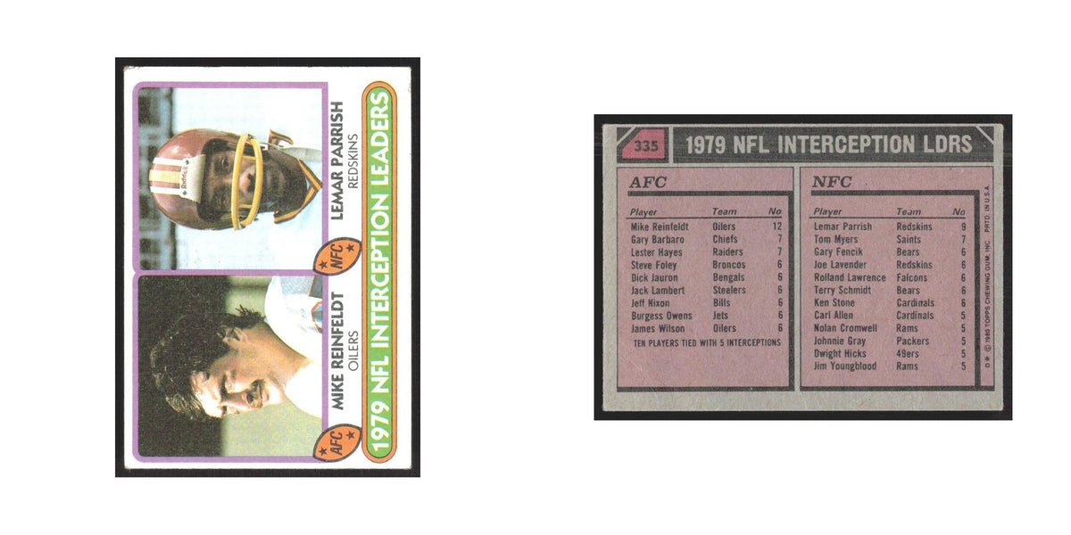1980 1979 Interception Leaders - Mike Reinfeldt/Lemar Parrish Houston Oilers/Was