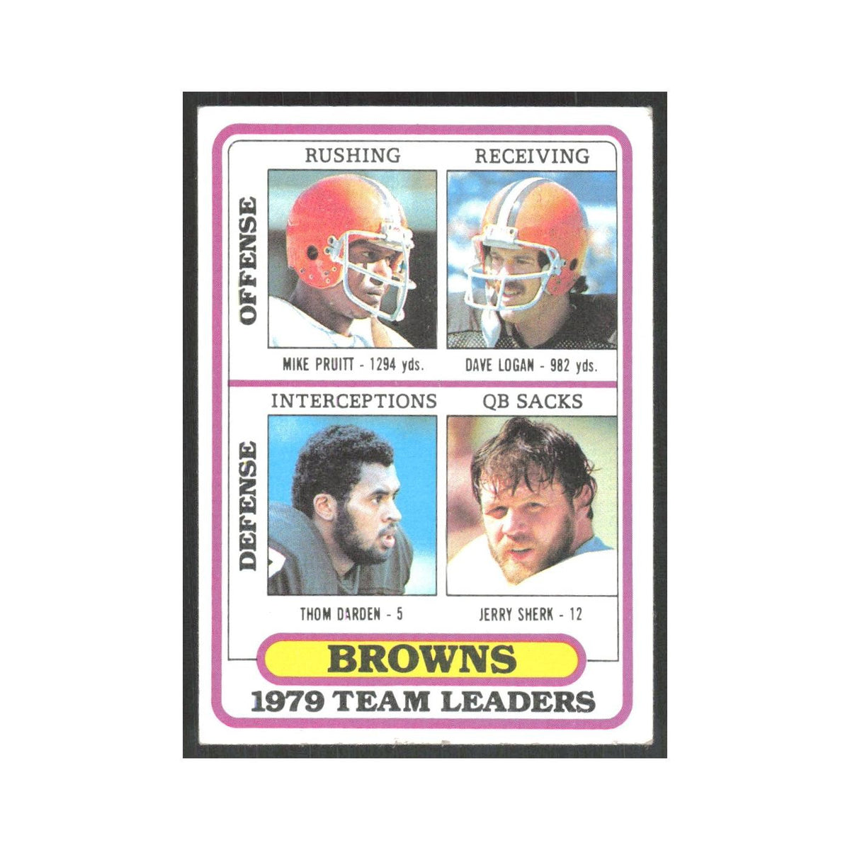 1980 Topps Mike Pruitt/Dave Logan/Thom Darden/Jerry Sherk Browns #376