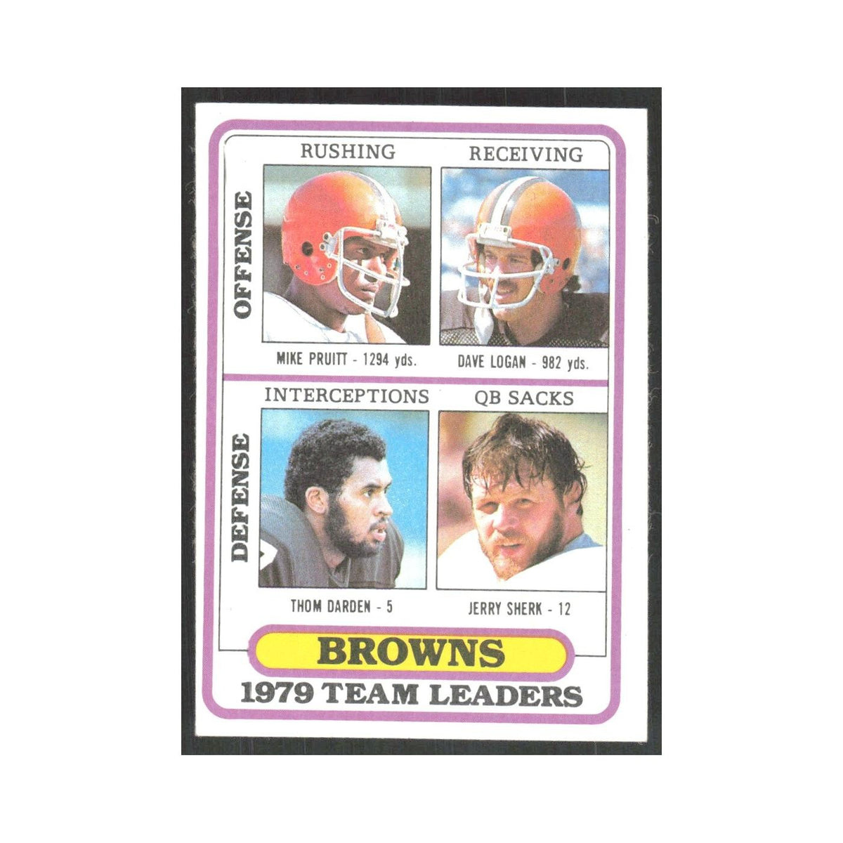 1980 Topps Mike Pruitt/Dave Logan/Thom Darden/Jerry Sherk Browns #376