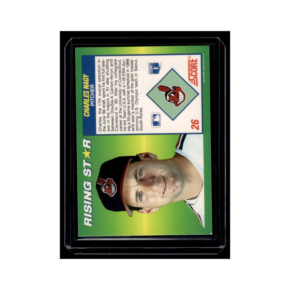Charles Nagy 1992 Score Rising Stars #26 Cleveland Indians Baseball Card NM