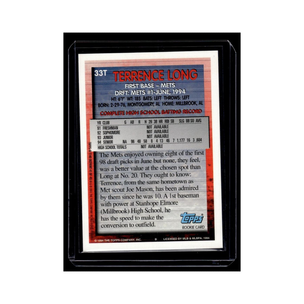 Terrence Long 2001 Topps #33T New York Mets Baseball Card NM
