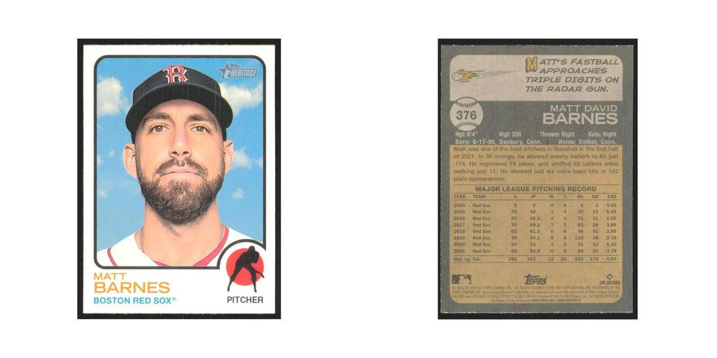2022 Topps Heritage Matt Barnes Red Sox #376