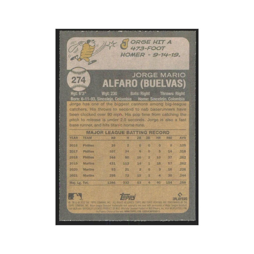2022 Topps Heritage Jorge Alfaro Padres #274