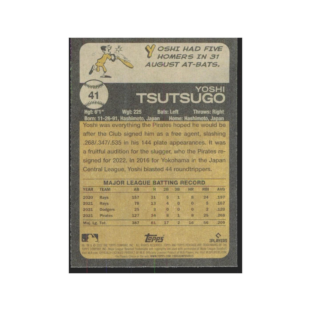 2022 Topps Heritage Yoshi Tsutsugo Pirates #41