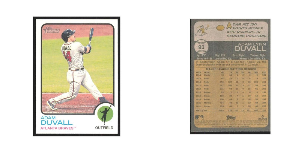 2022 Topps Heritage Adam Duvall Braves #93