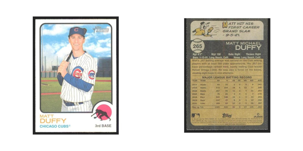 2022 Topps Heritage Matt Duffy Cubs #265