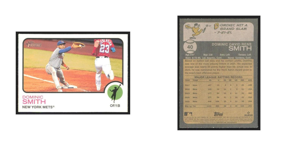 2022 Topps Heritage Dominic Smith Mets #40