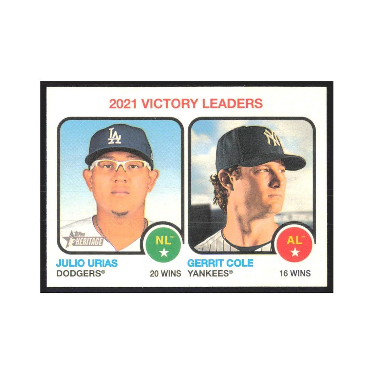 2022 Topps Heritage Julio Urias/Gerrit Cole Los Angeles Dodgers/New York Yankees