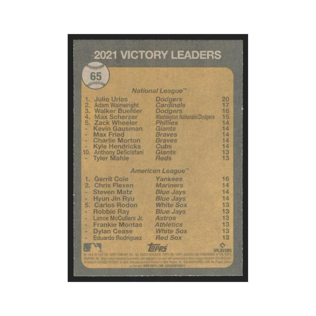 2022 Topps Heritage Julio Urias/Gerrit Cole Los Angeles Dodgers/New York Yankees