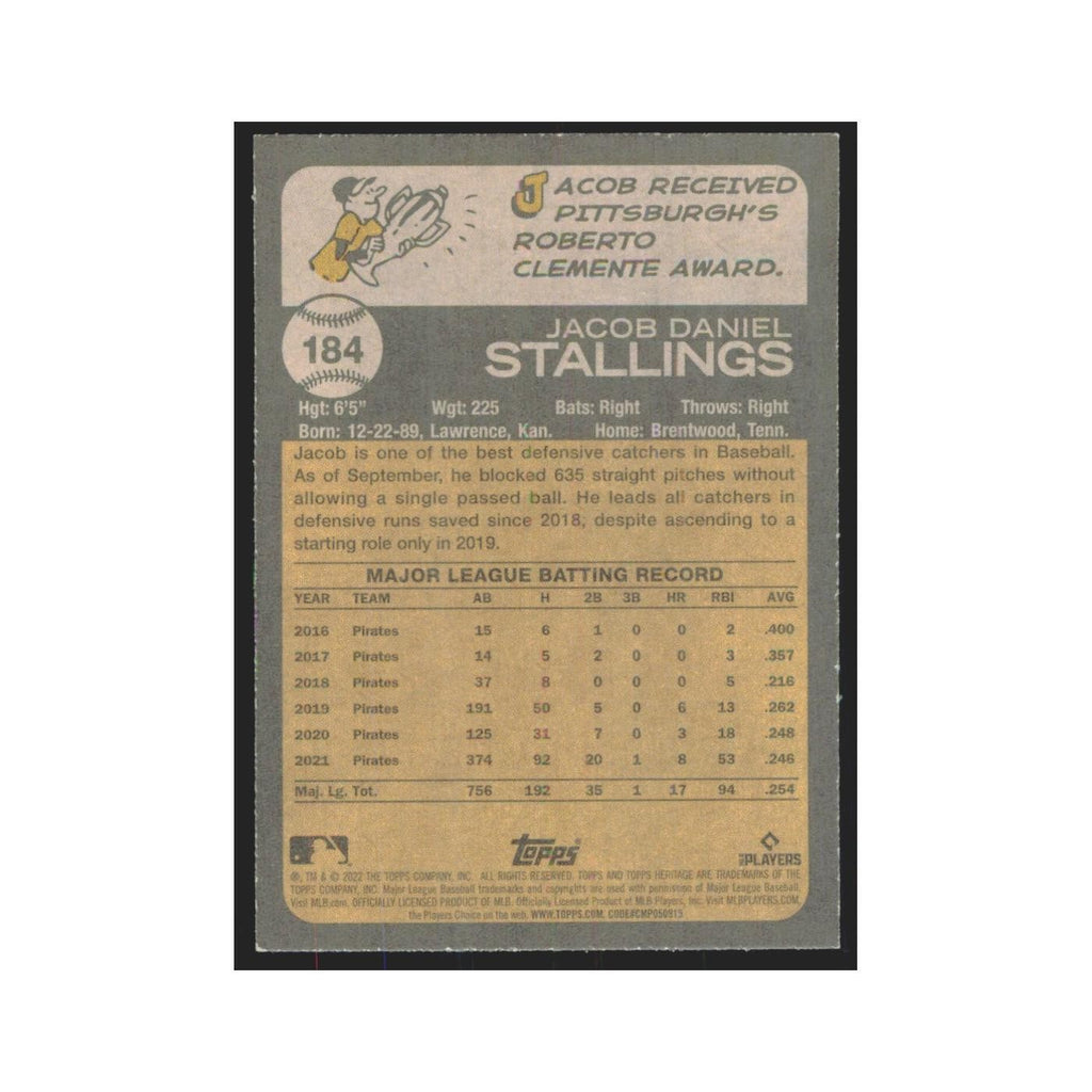 2022 Topps Heritage Jacob Stallings Marlins #184
