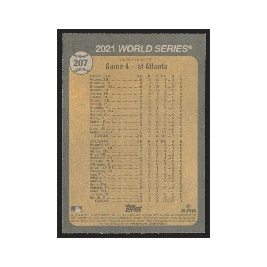2022 Topps Heritage Swanson's Blast Braves #207