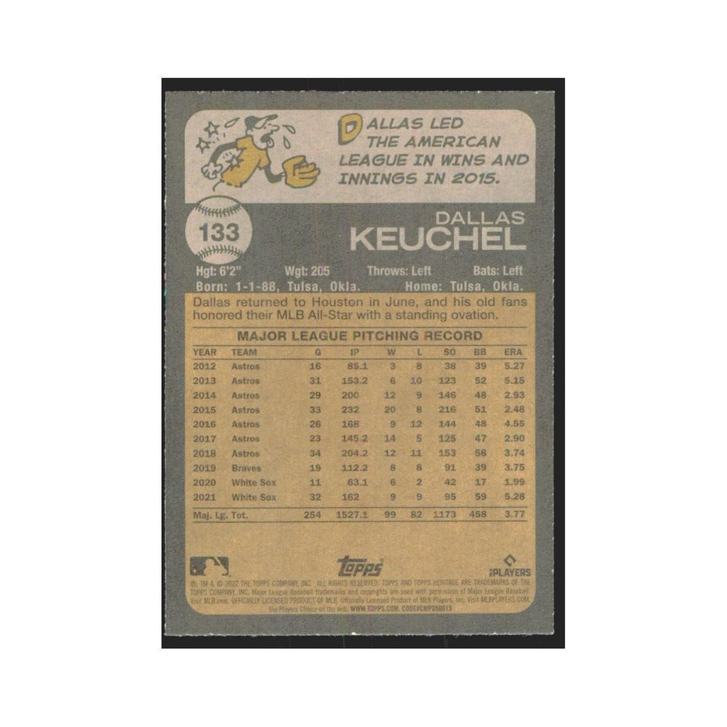 2022 Topps Heritage Dallas Keuchel White Sox #133