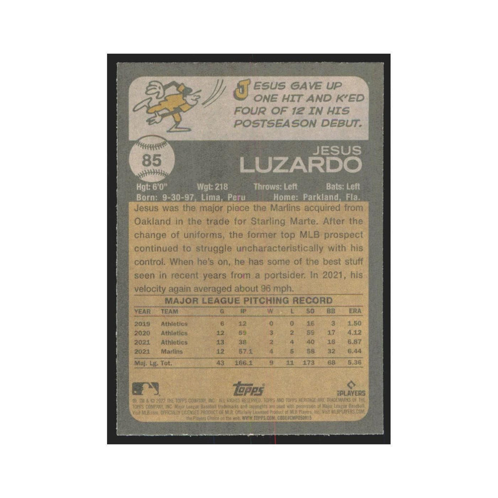 2022 Topps Heritage Jesus Luzardo Marlins #85