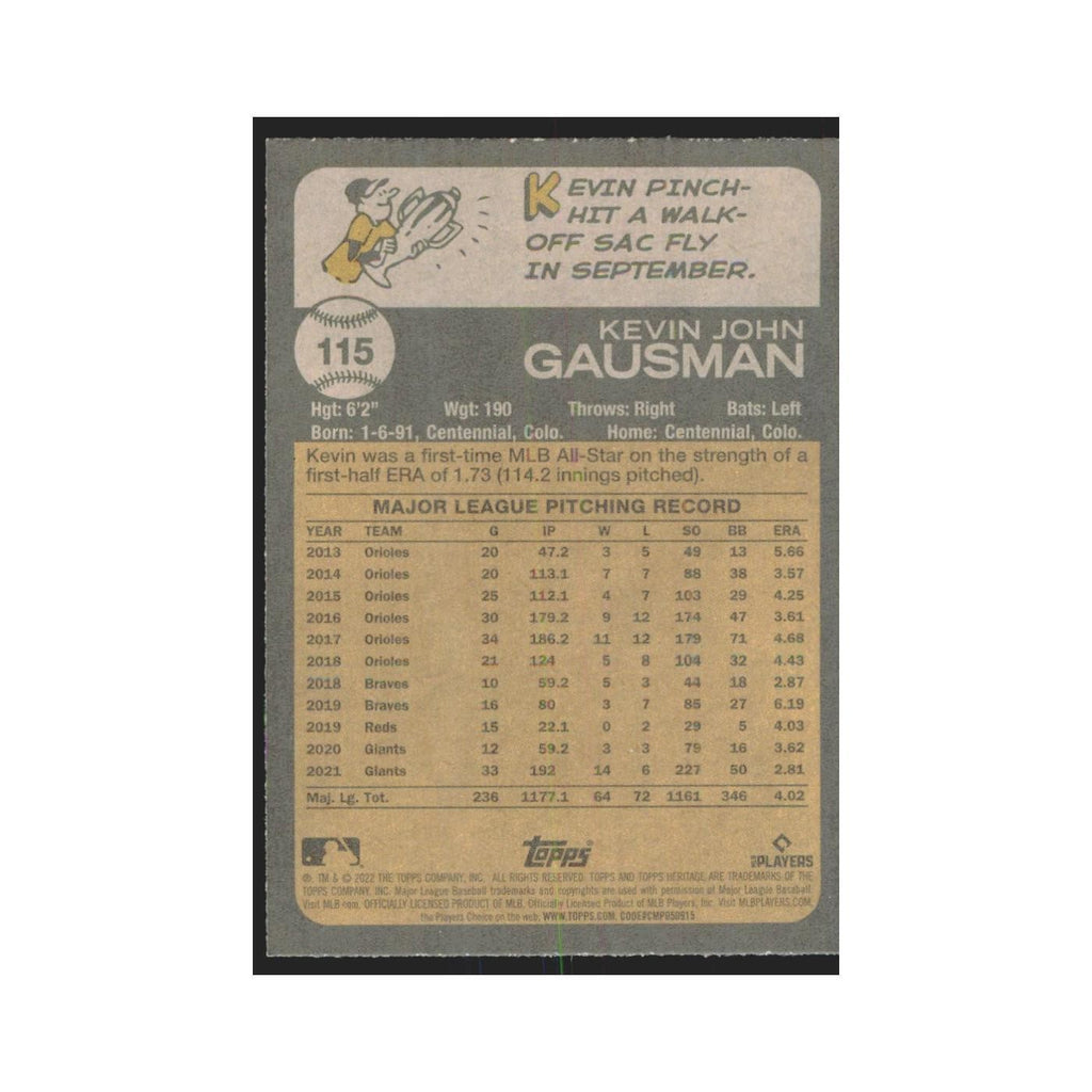 2022 Topps Heritage Kevin Gausman Blue Jays #115