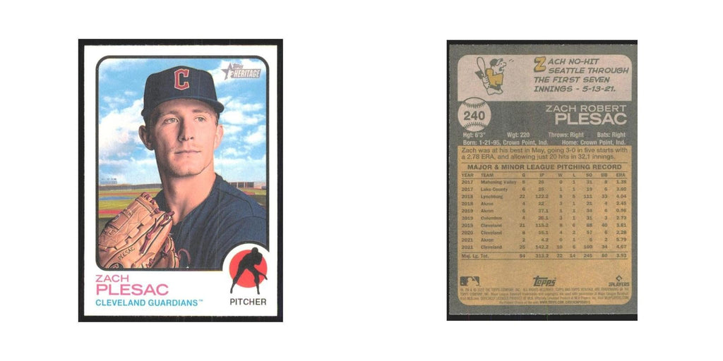 2022 Topps Heritage Zach Plesac Guardians #240