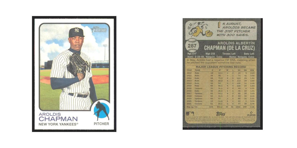 2022 Topps Heritage Aroldis Chapman Yankees #287