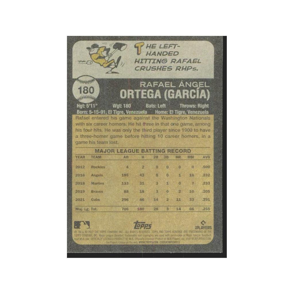 2022 Topps Heritage Rafael Ortega Cubs #180