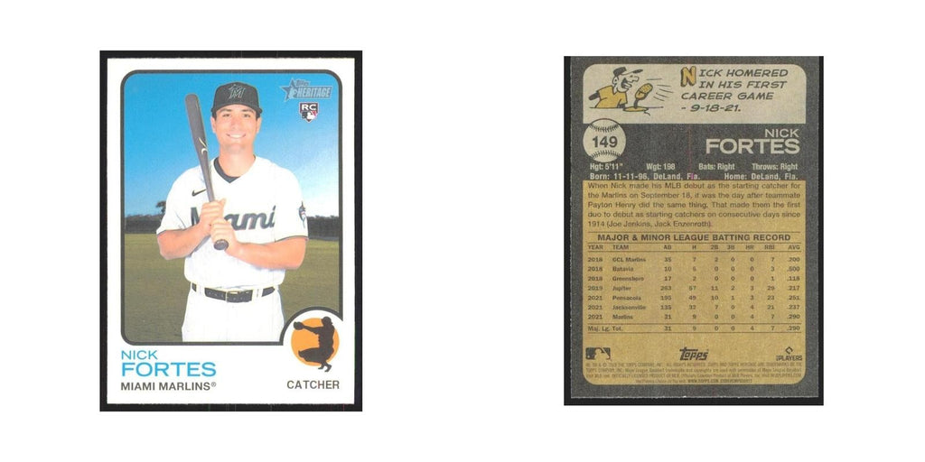 2022 Topps Heritage Nick Fortes RC Marlins #149