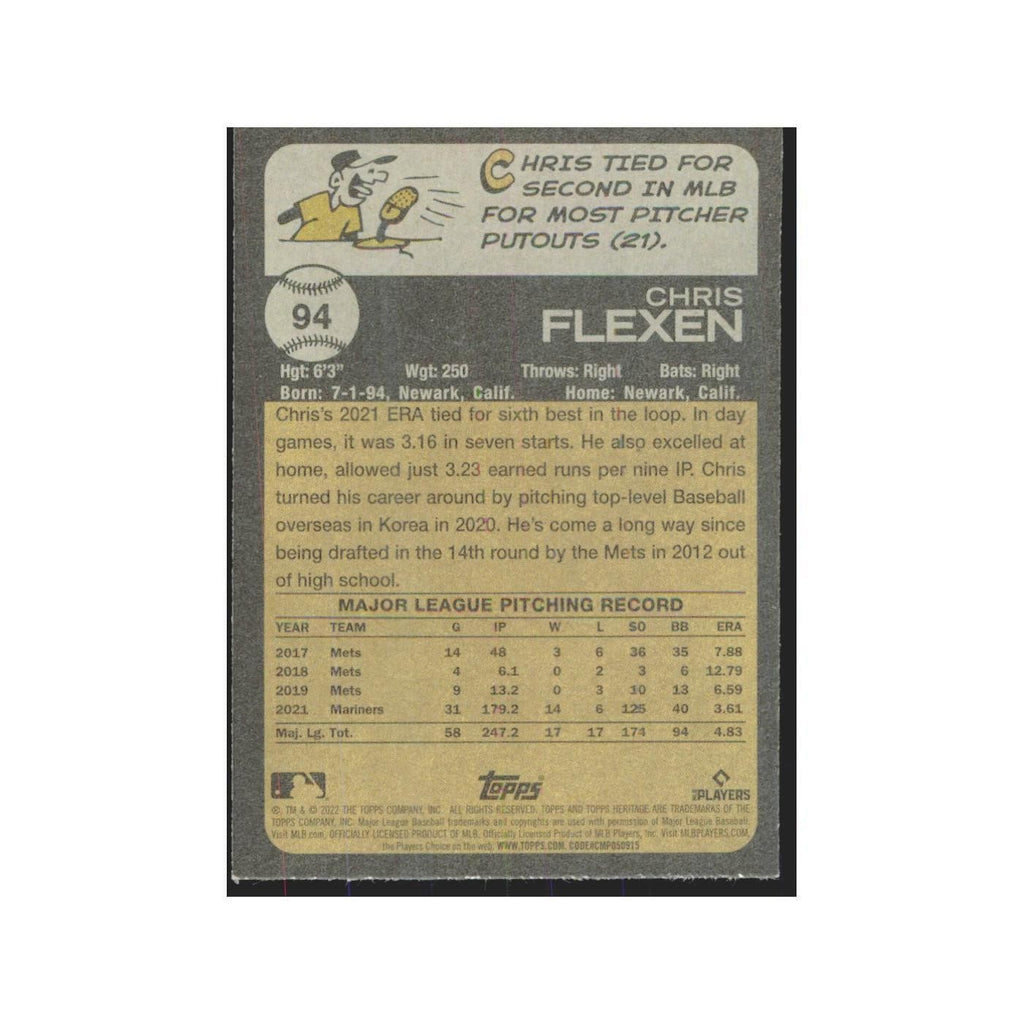 2022 Topps Heritage Chris Flexen Mariners #94