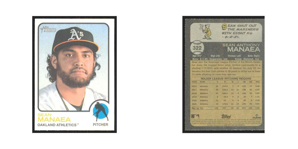 2022 Topps Heritage Sean Manaea Athletics #322